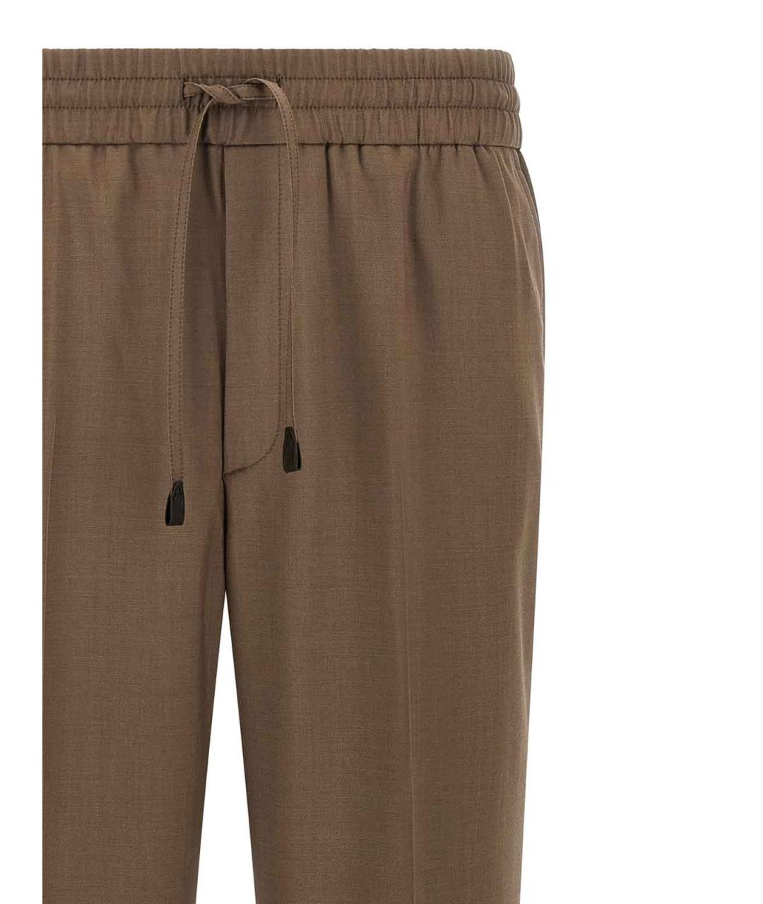 BRIONI Коричневые шерстяные повседневные брюки, фото 3