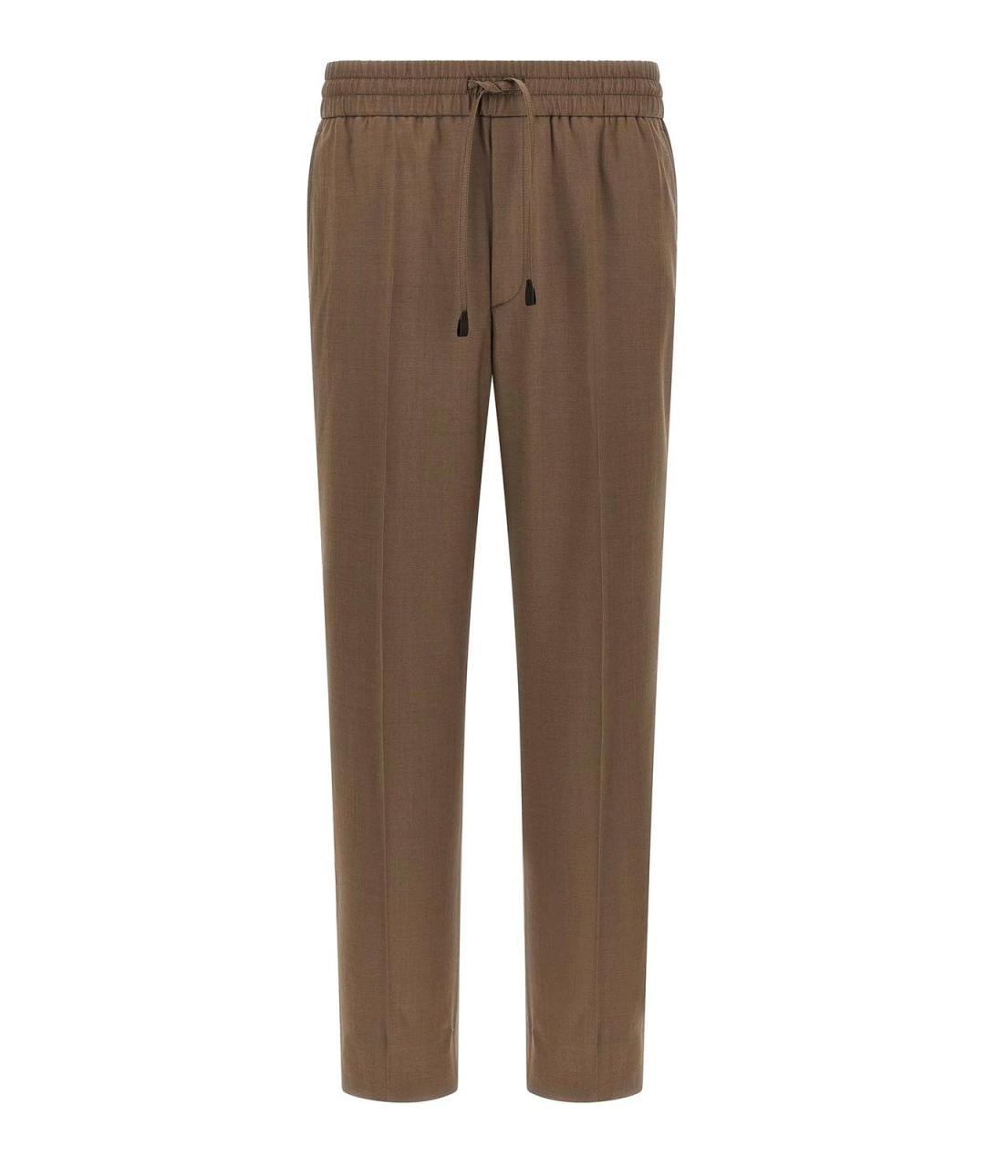 BRIONI Коричневые шерстяные повседневные брюки, фото 1