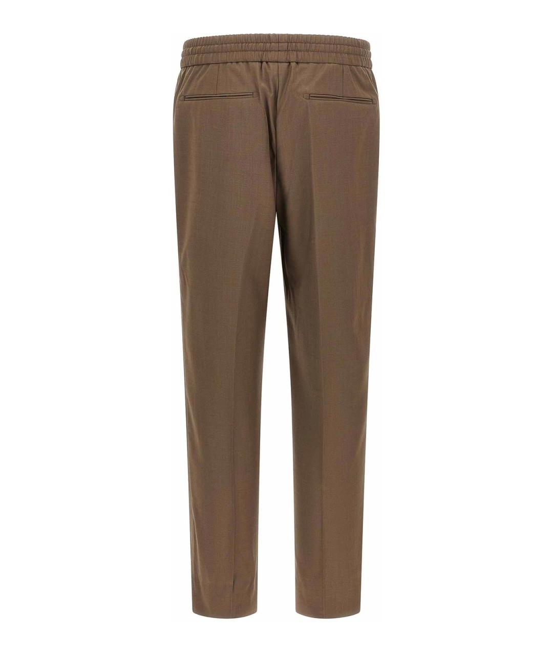 BRIONI Коричневые шерстяные повседневные брюки, фото 2