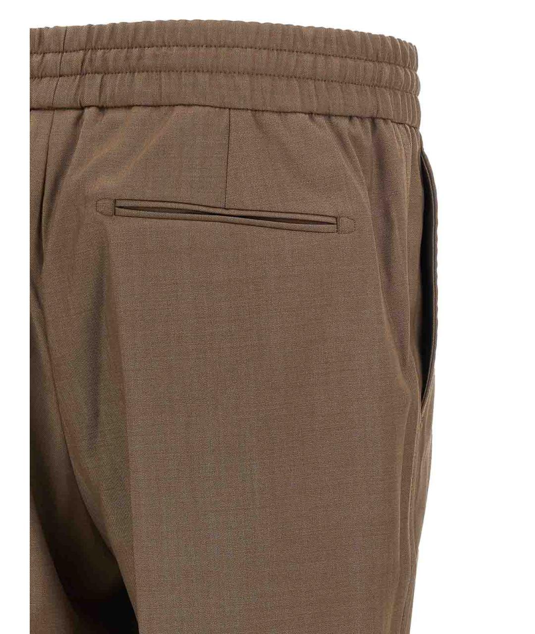 BRIONI Коричневые шерстяные повседневные брюки, фото 4