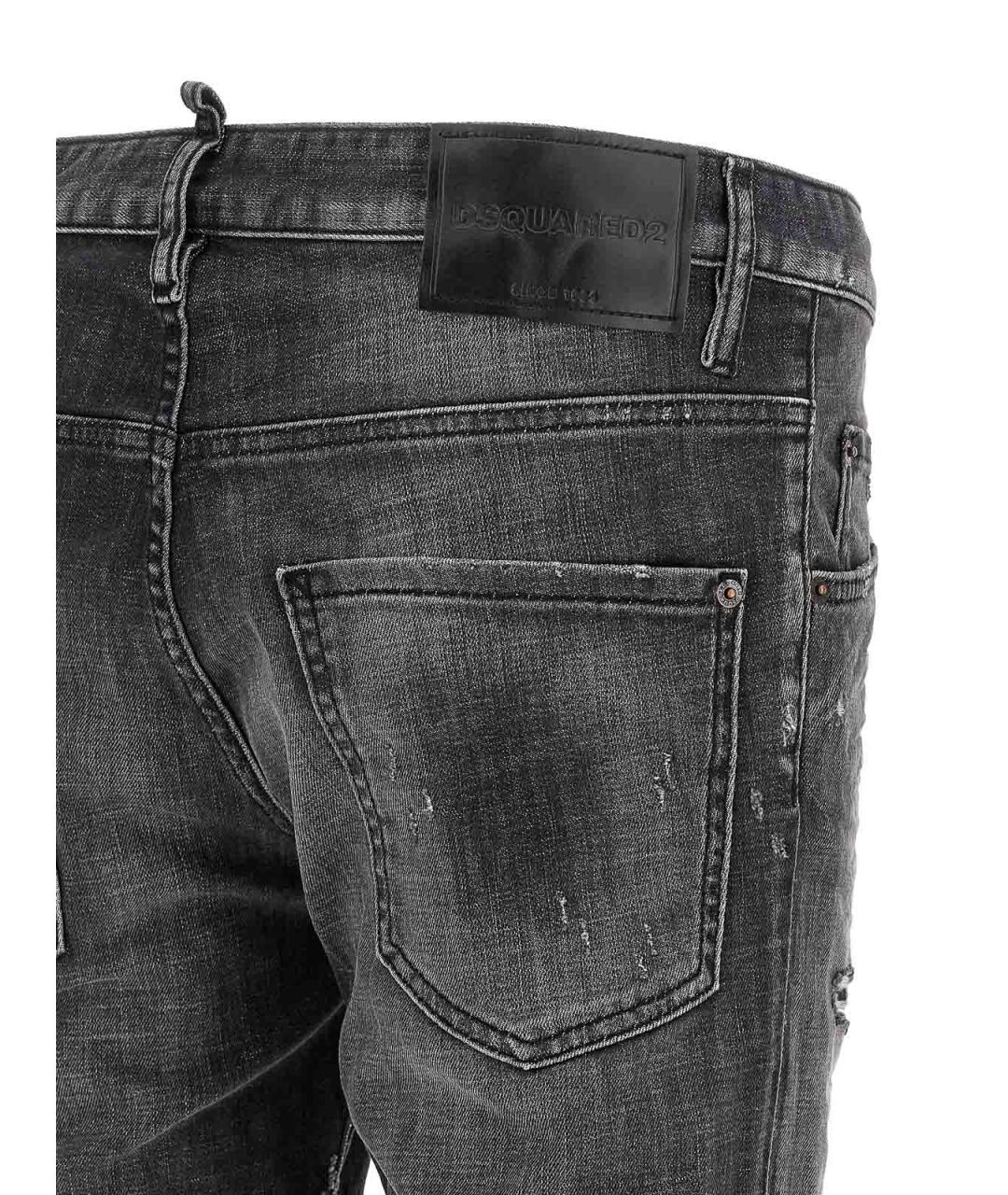 DSQUARED2 Серые хлопко-эластановые джинсы скинни, фото 4