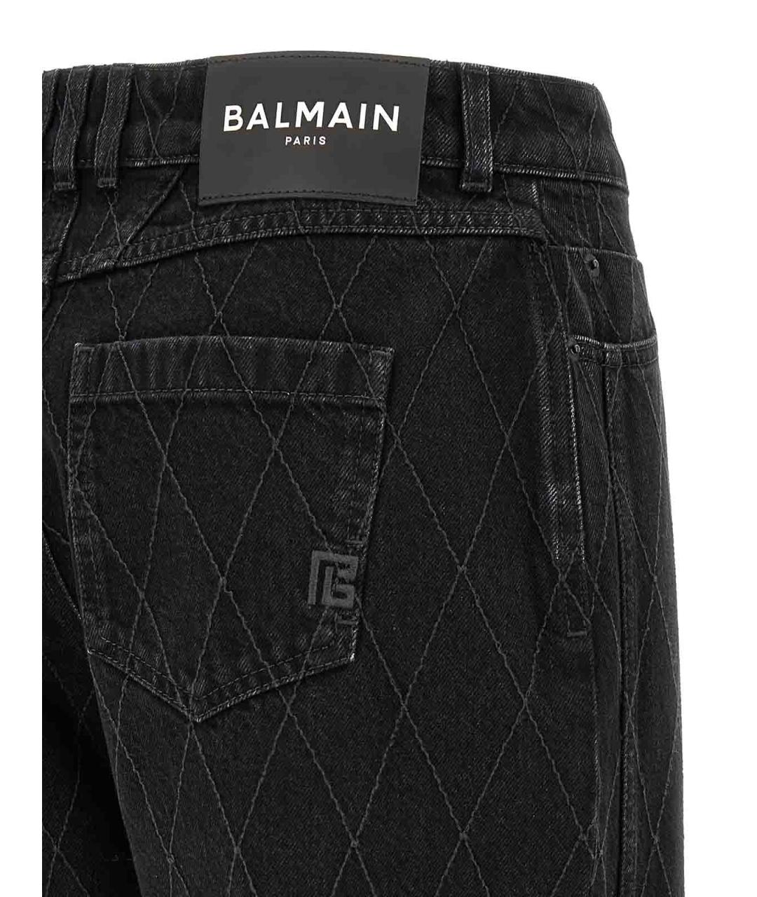 BALMAIN Черные хлопковые прямые джинсы, фото 4