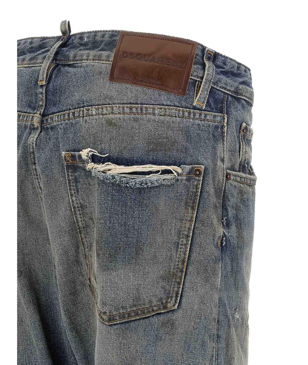 DSQUARED2 Синие хлопковые прямые джинсы, фото 4
