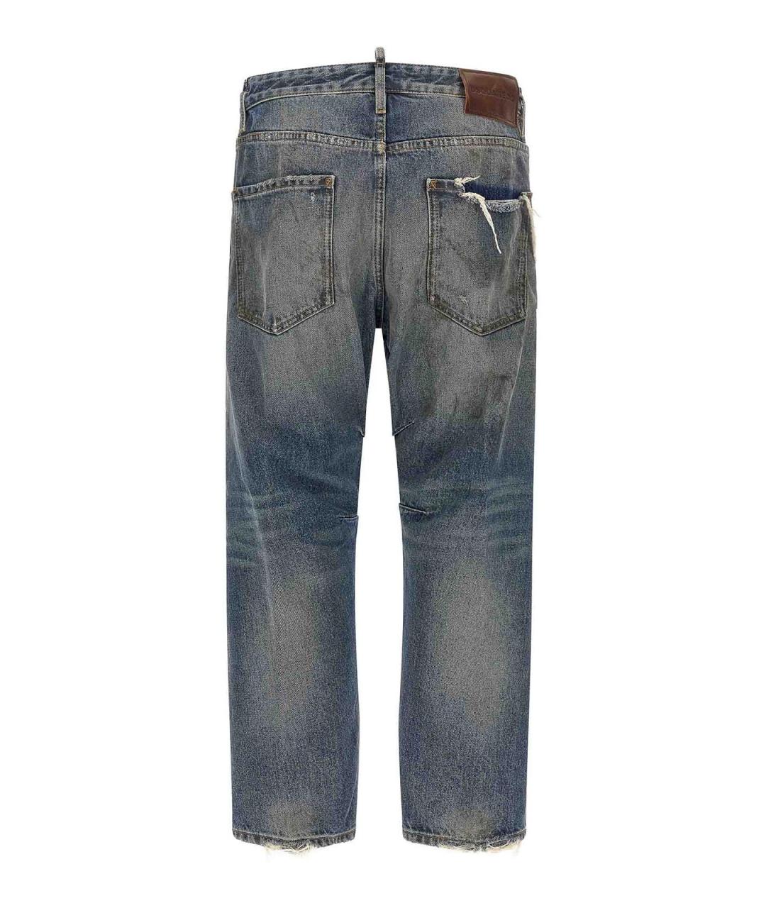 DSQUARED2 Синие хлопковые прямые джинсы, фото 2