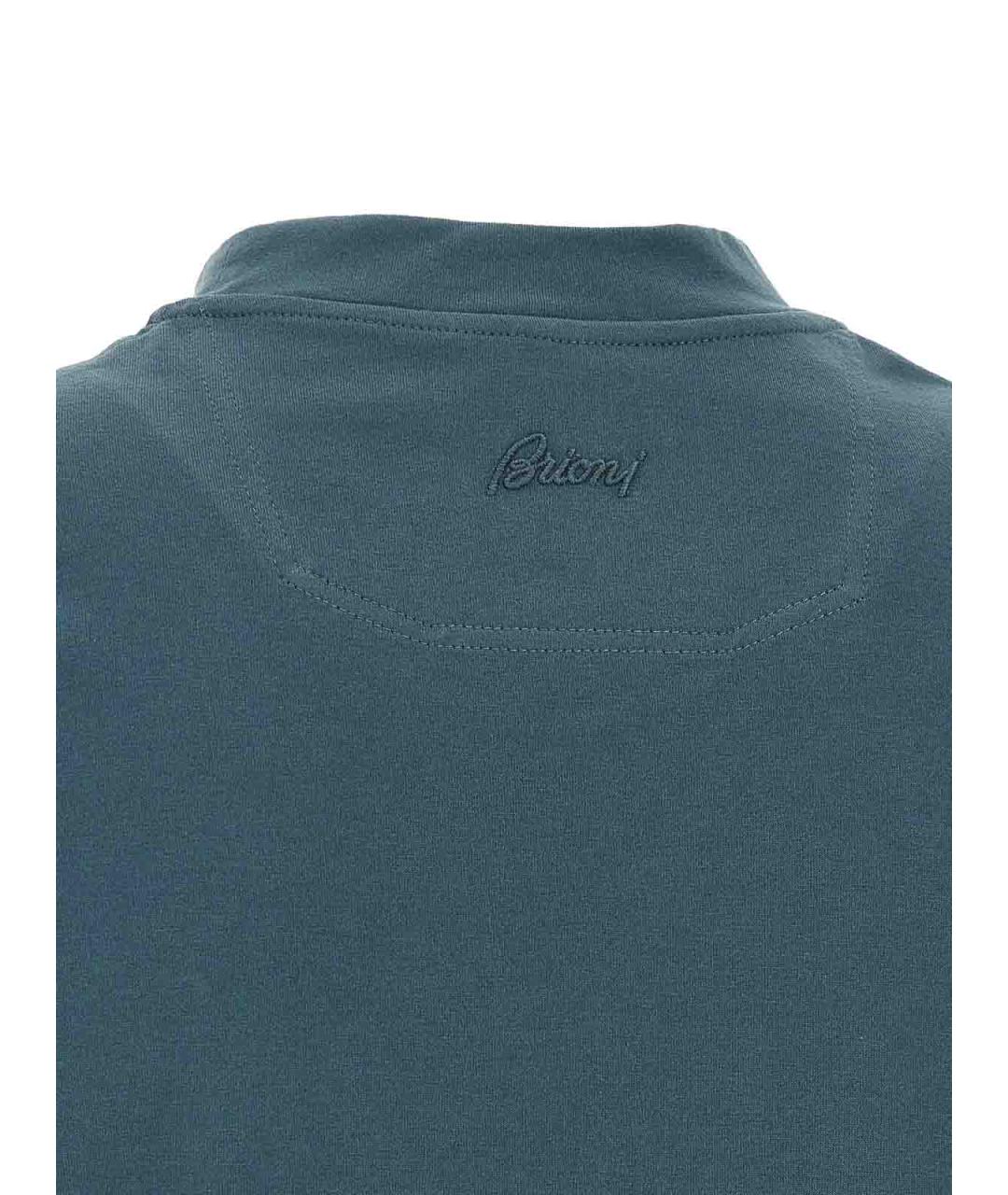 BRIONI Синяя хлопковая футболка, фото 4