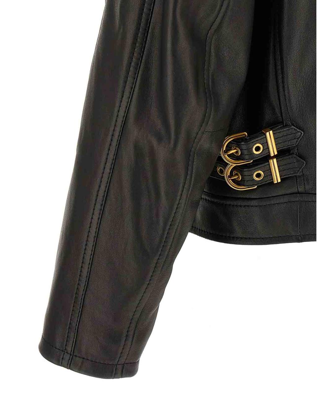 VERSACE Черная кожаная куртка, фото 4