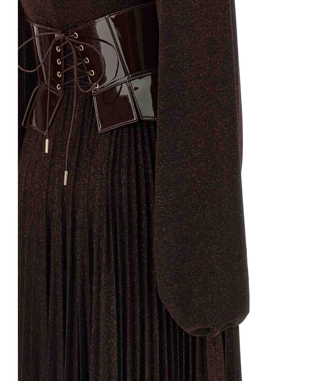 ELISABETTA FRANCHI Коричневое вискозное вечернее платье, фото 4
