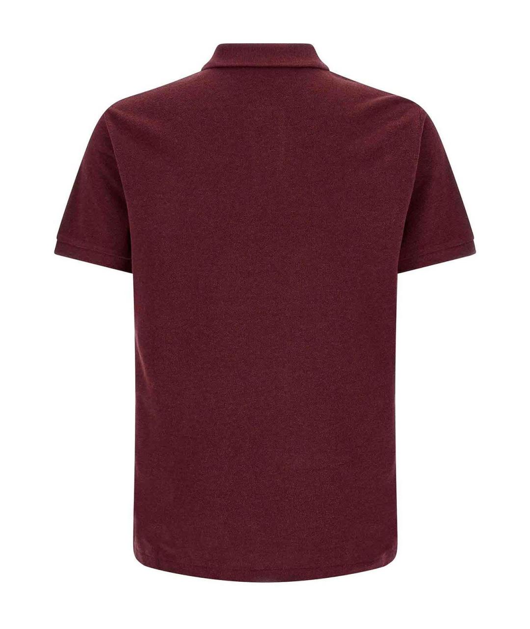 POLO RALPH LAUREN Бордовое хлопковое поло с коротким рукавом, фото 2