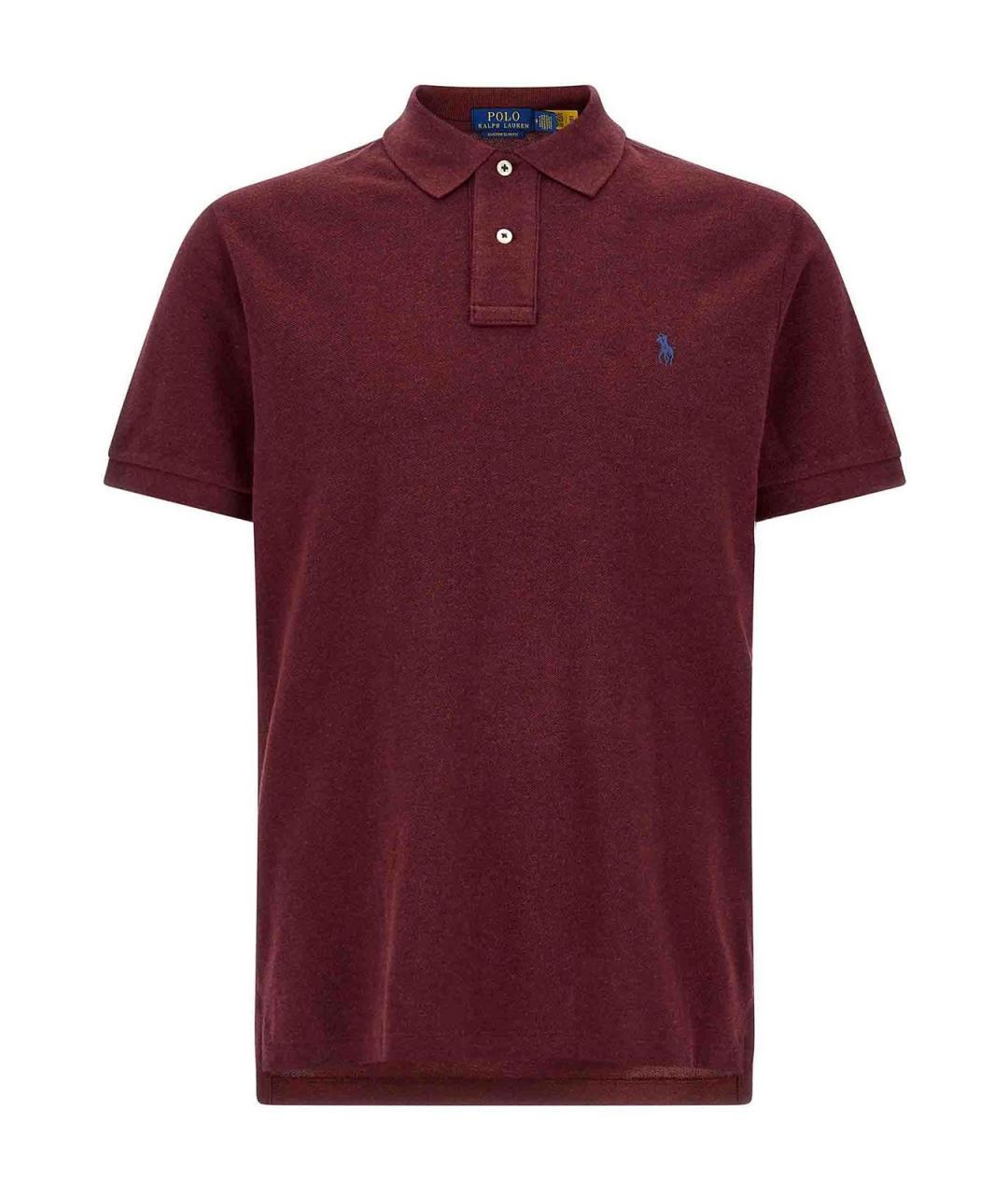 POLO RALPH LAUREN Бордовое хлопковое поло с коротким рукавом, фото 1