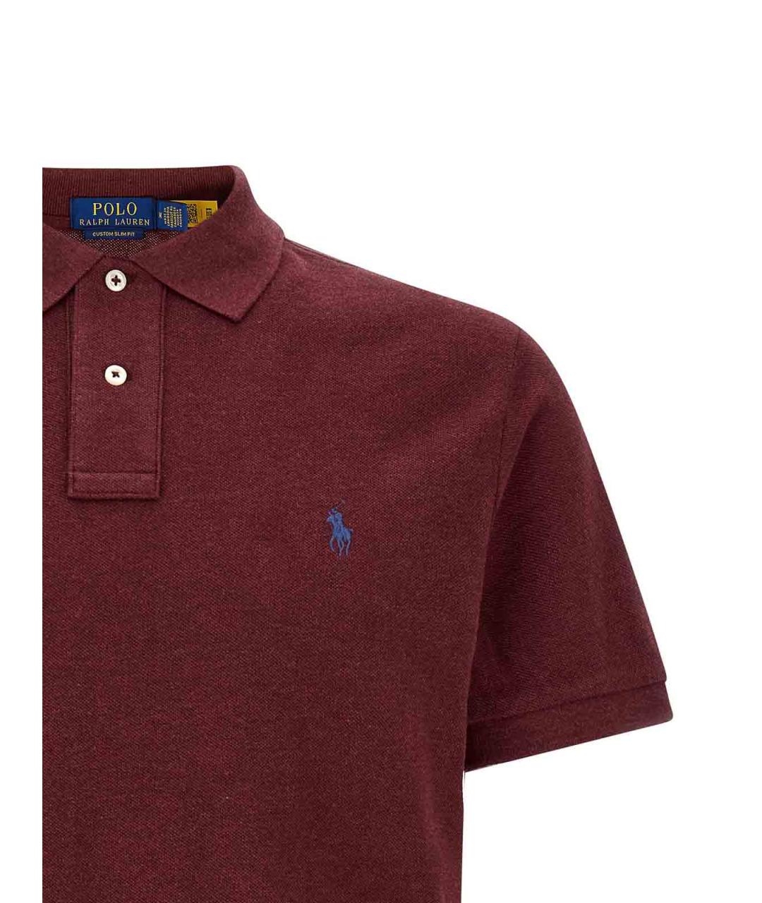 POLO RALPH LAUREN Бордовое хлопковое поло с коротким рукавом, фото 3