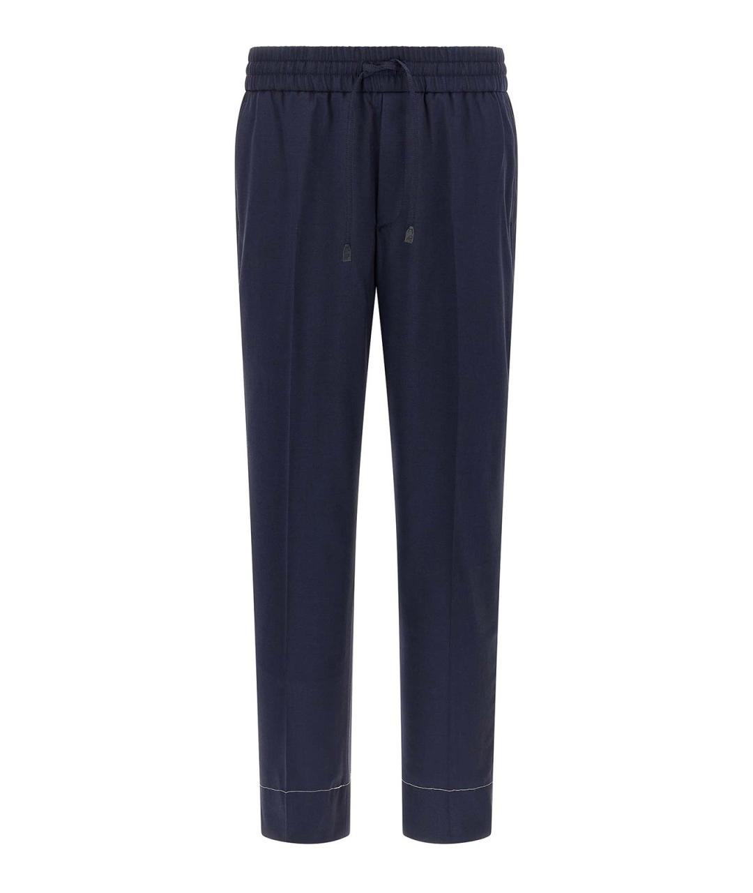 BRIONI Синие шерстяные повседневные брюки, фото 1