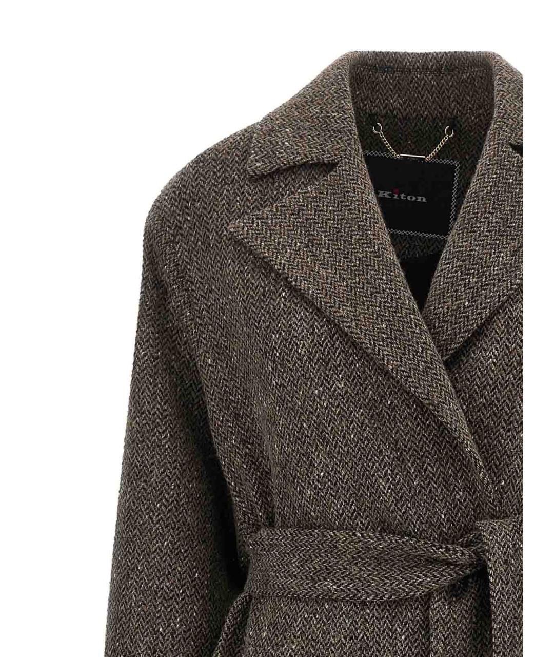 KITON Коричневое шерстяное пальто, фото 3