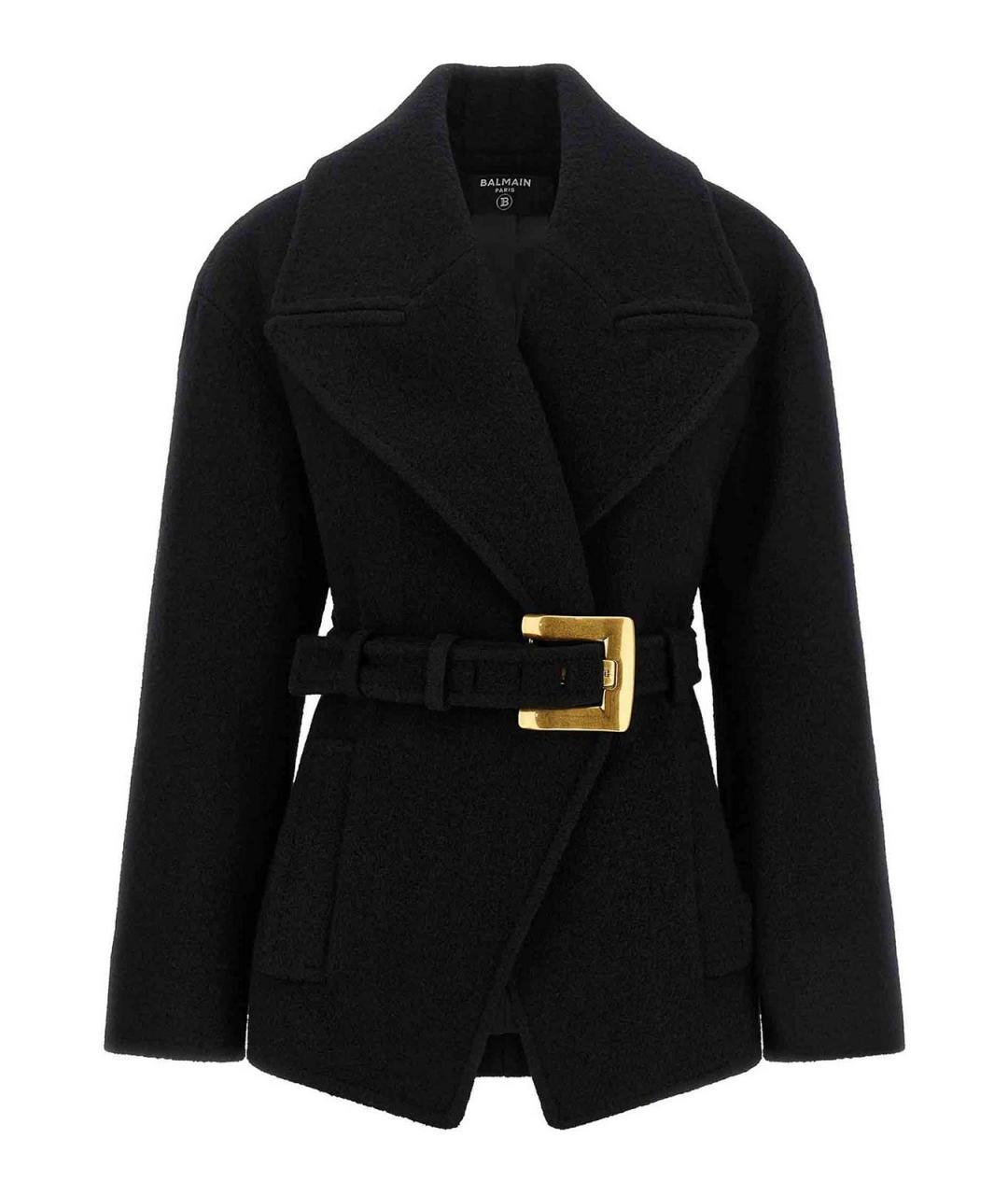 BALMAIN Черное шерстяное пальто, фото 1
