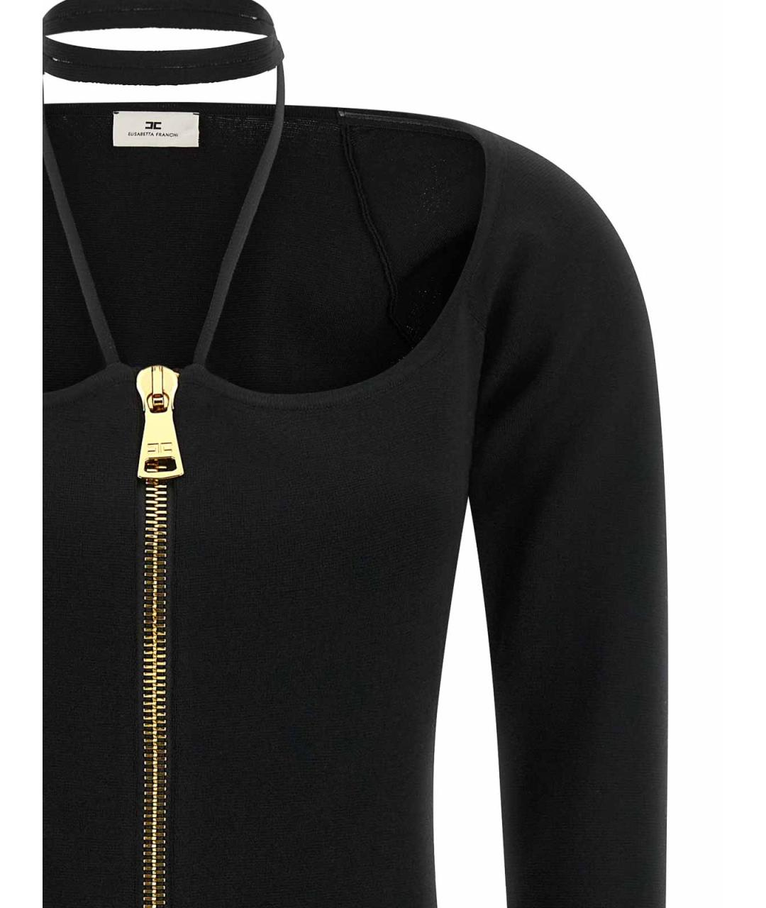 ELISABETTA FRANCHI Черное вискозное повседневное платье, фото 3