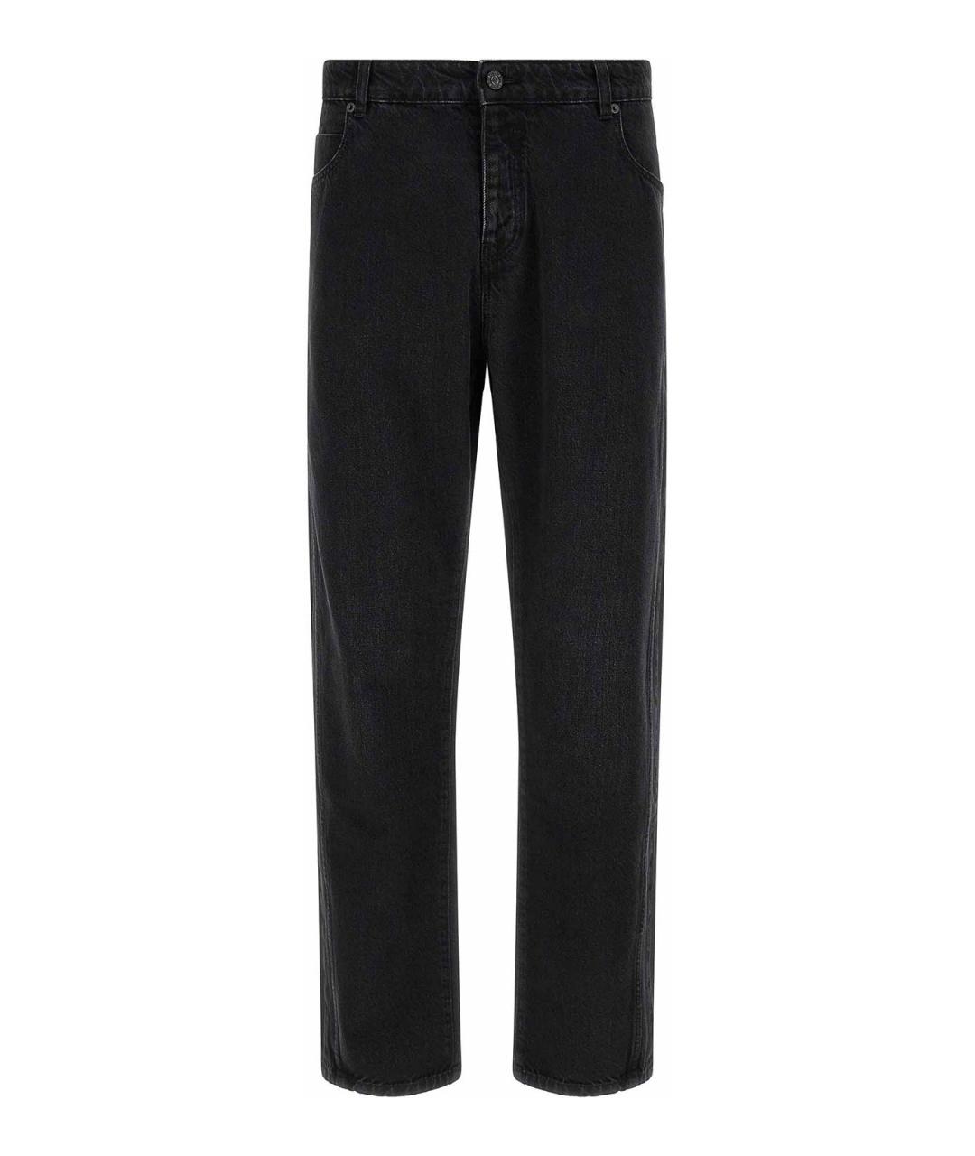 BALMAIN Черные хлопковые прямые джинсы, фото 1