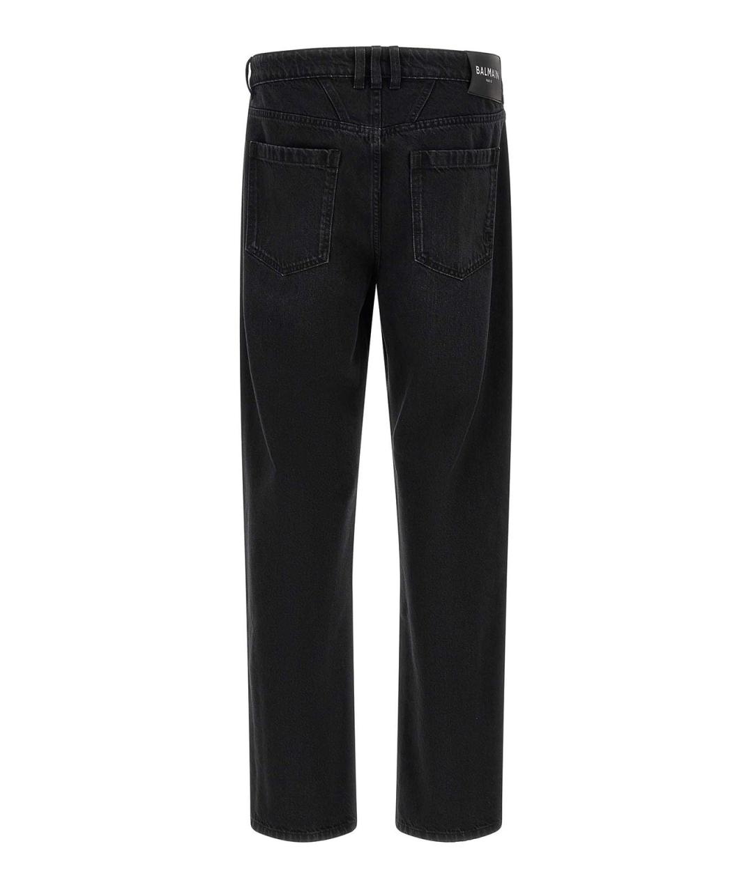 BALMAIN Черные хлопковые прямые джинсы, фото 2