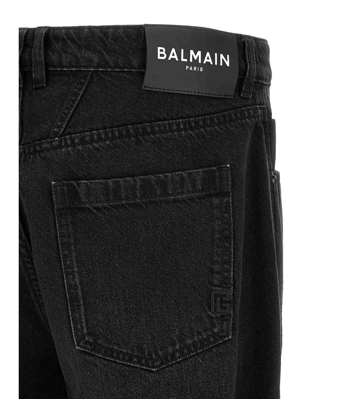 BALMAIN Черные хлопковые прямые джинсы, фото 4