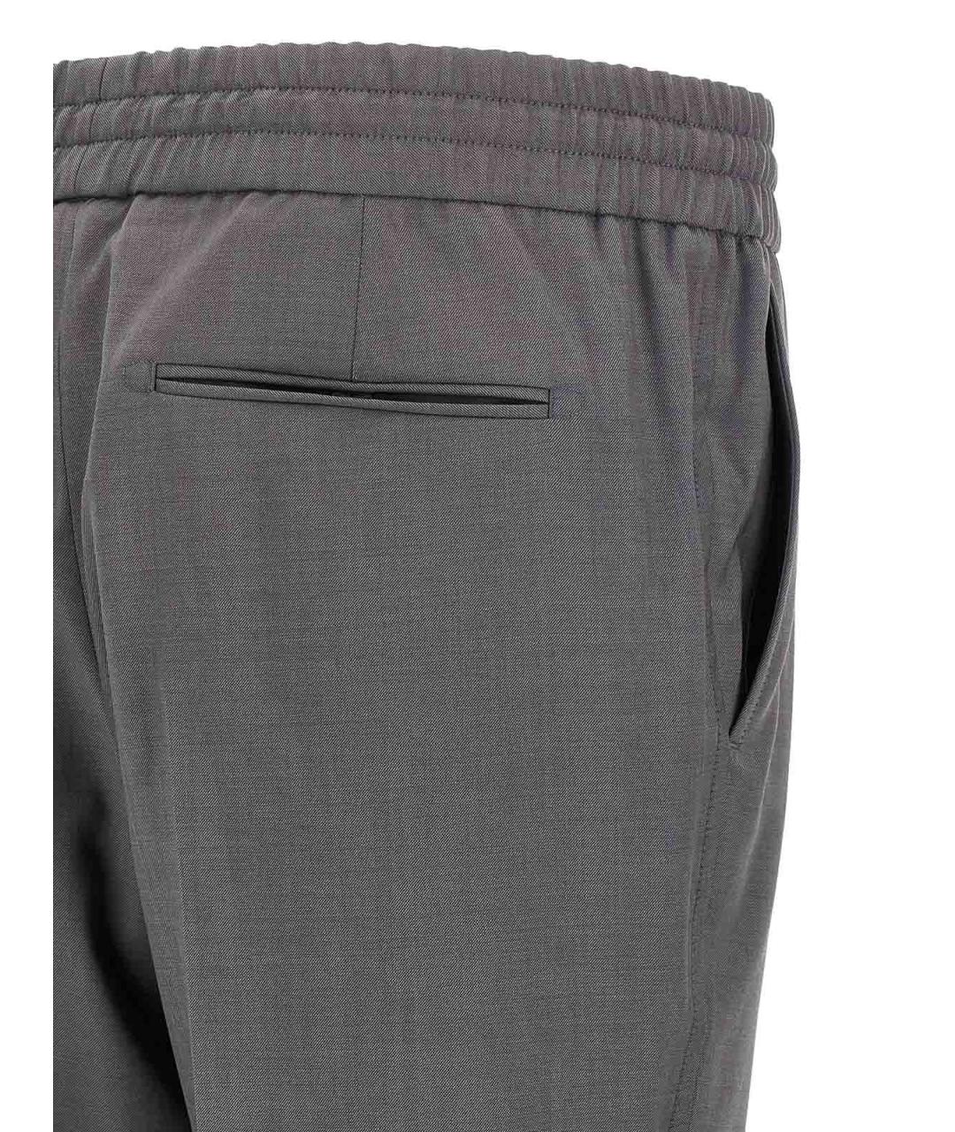 BRIONI Серые шерстяные повседневные брюки, фото 4