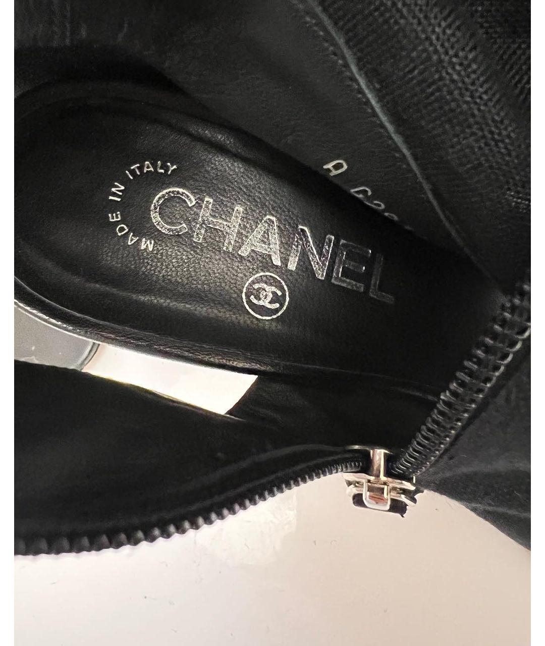 CHANEL Черные текстильные сапоги, фото 4