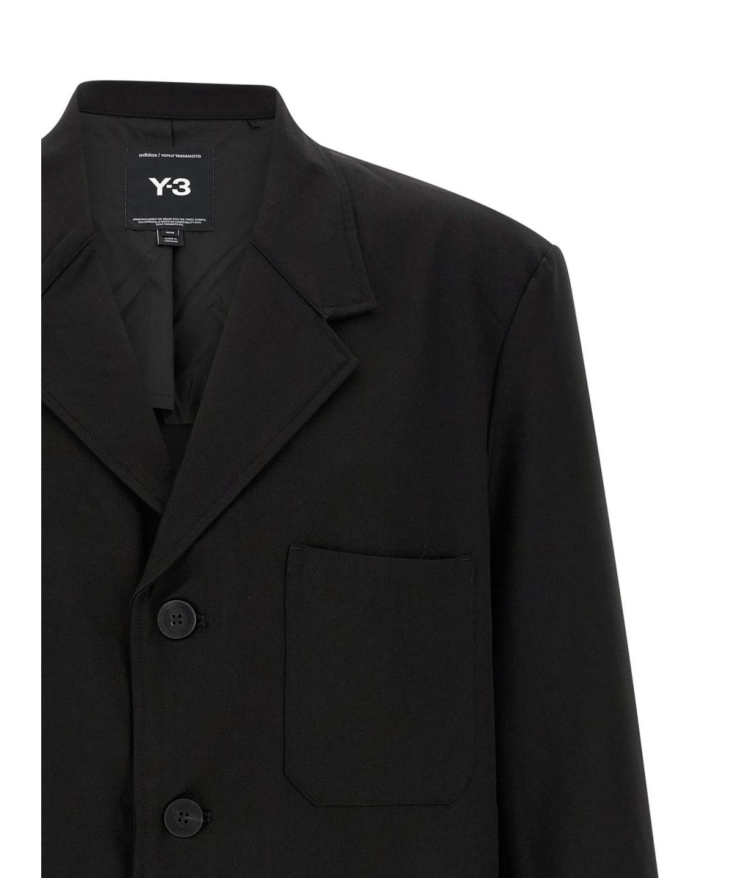 Y-3 Черное шерстяное пальто, фото 3
