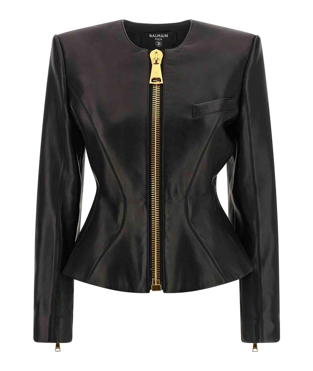 BALMAIN Черная кожаная куртка, фото 1