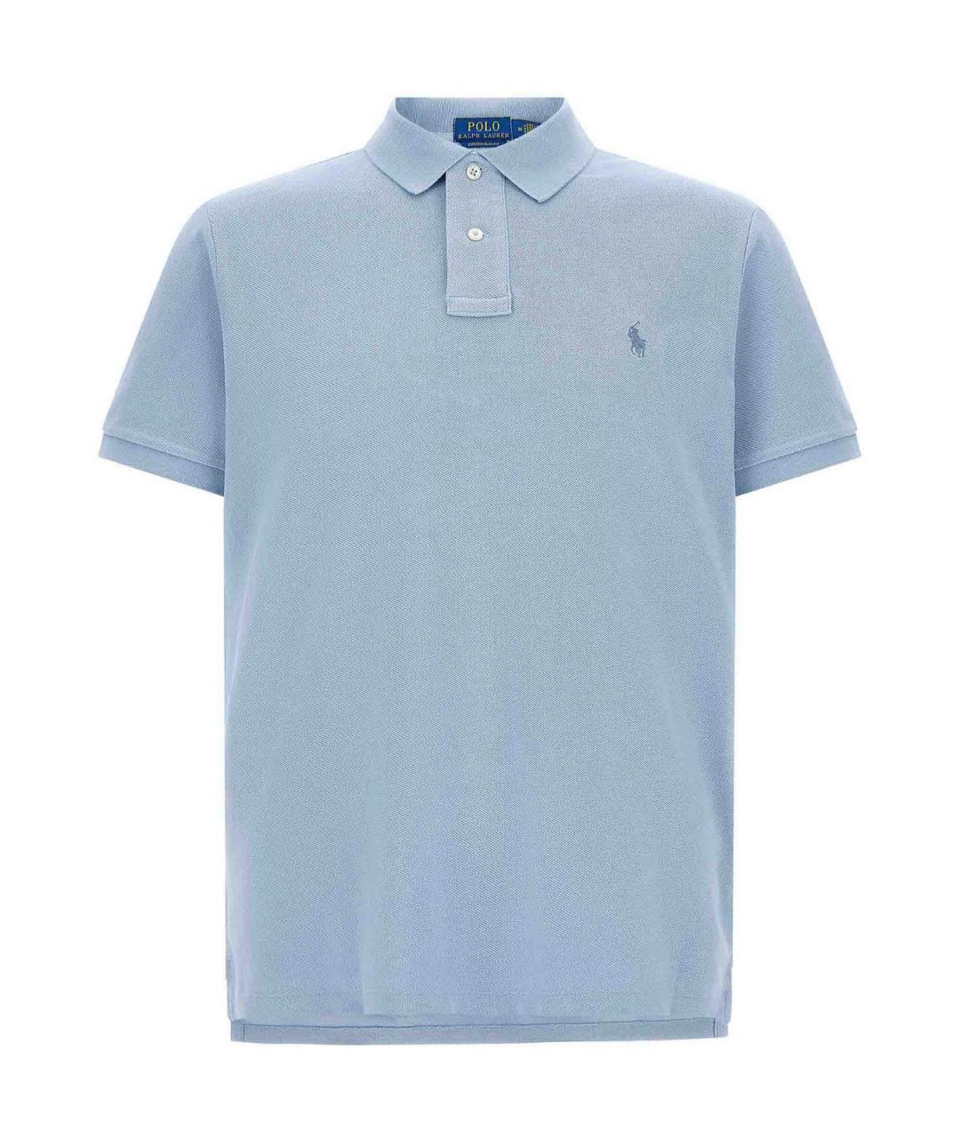 POLO RALPH LAUREN Голубое хлопковое поло с коротким рукавом, фото 1