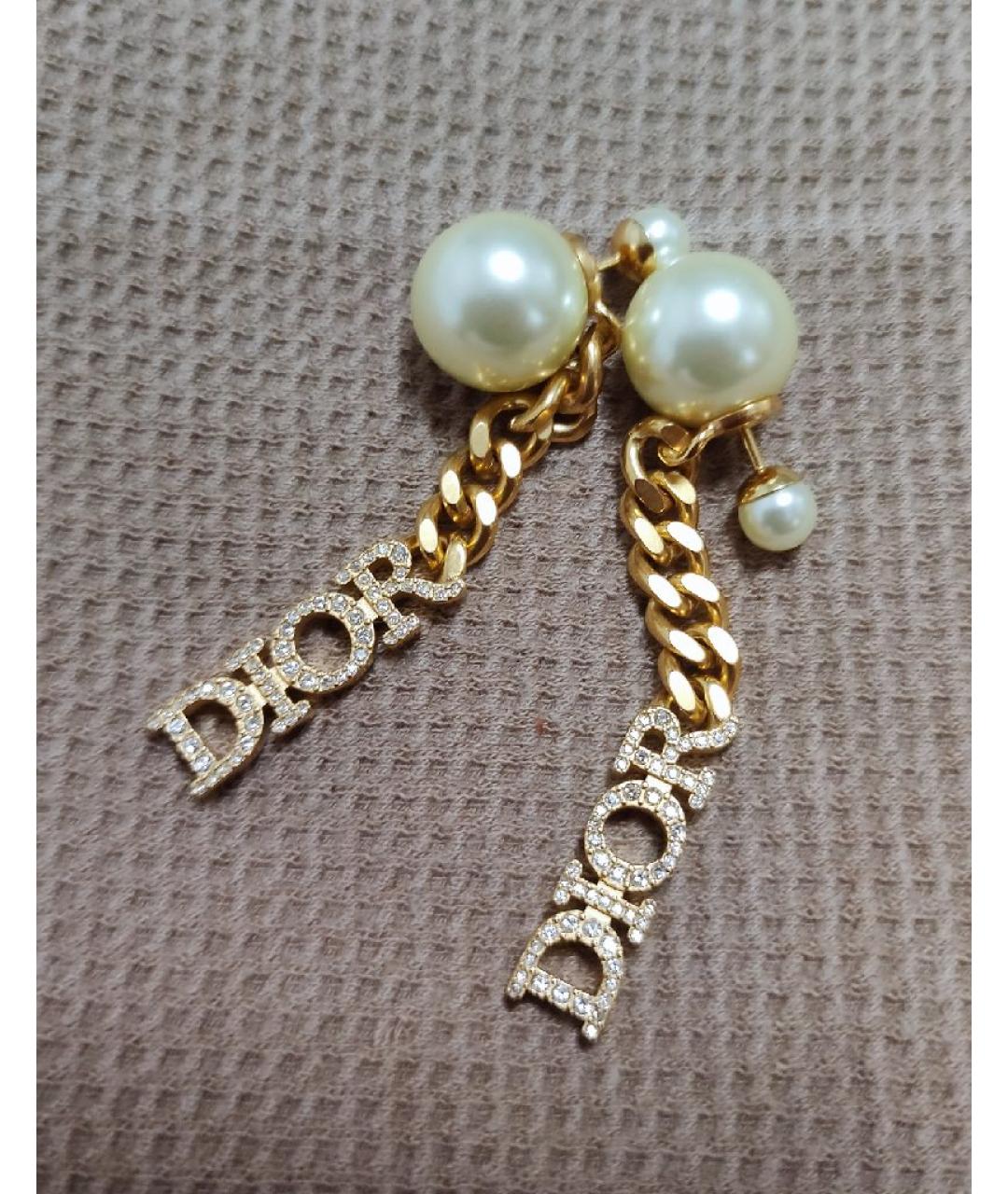 CHRISTIAN DIOR Золотые металлические серьги, фото 2