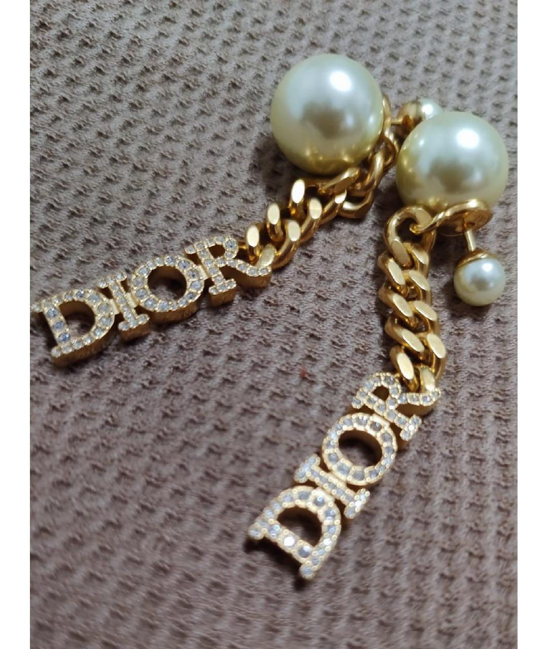 CHRISTIAN DIOR Золотые металлические серьги, фото 3