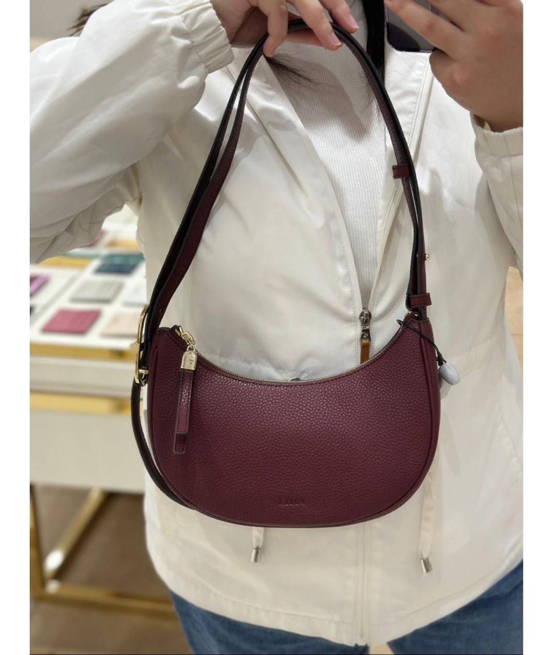 FURLA Бордовая кожаная сумка через плечо, фото 8