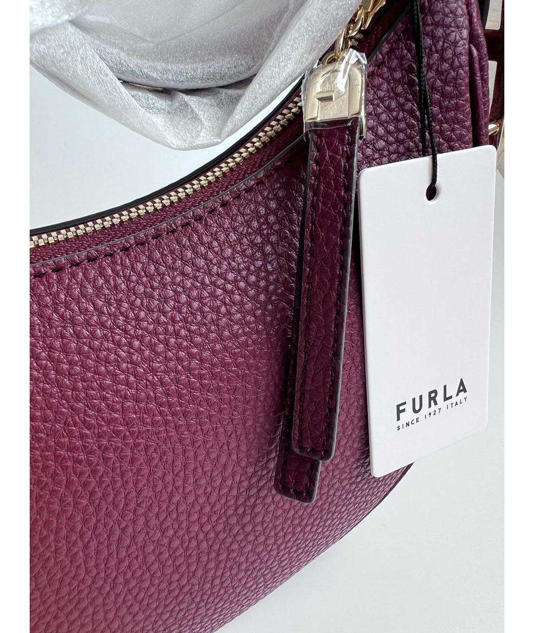 FURLA Бордовая кожаная сумка через плечо, фото 5