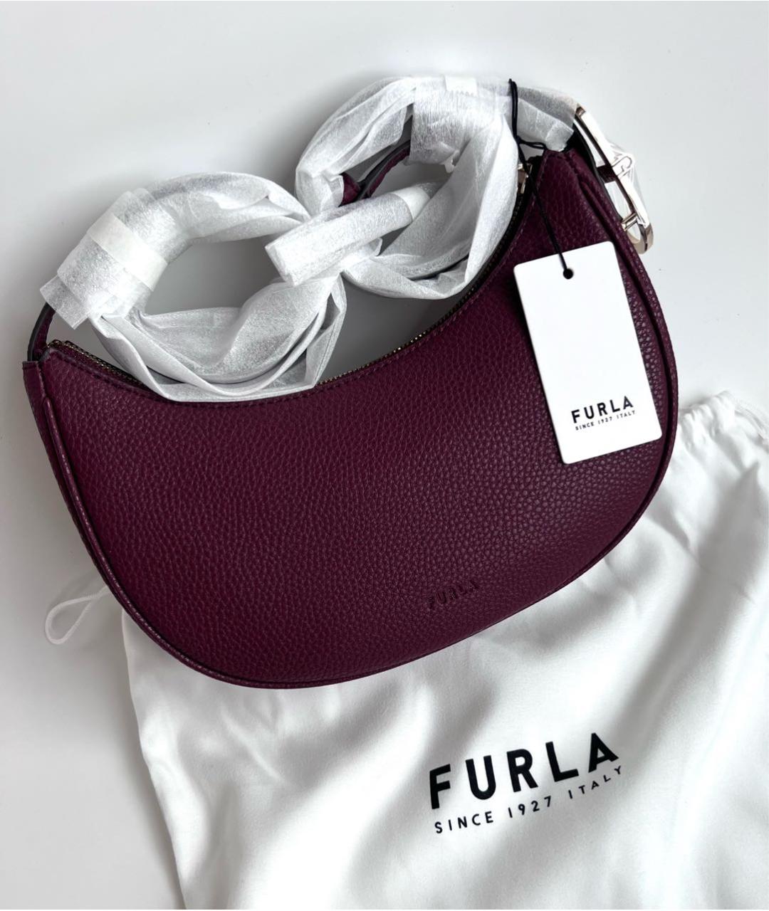 FURLA Бордовая кожаная сумка через плечо, фото 4