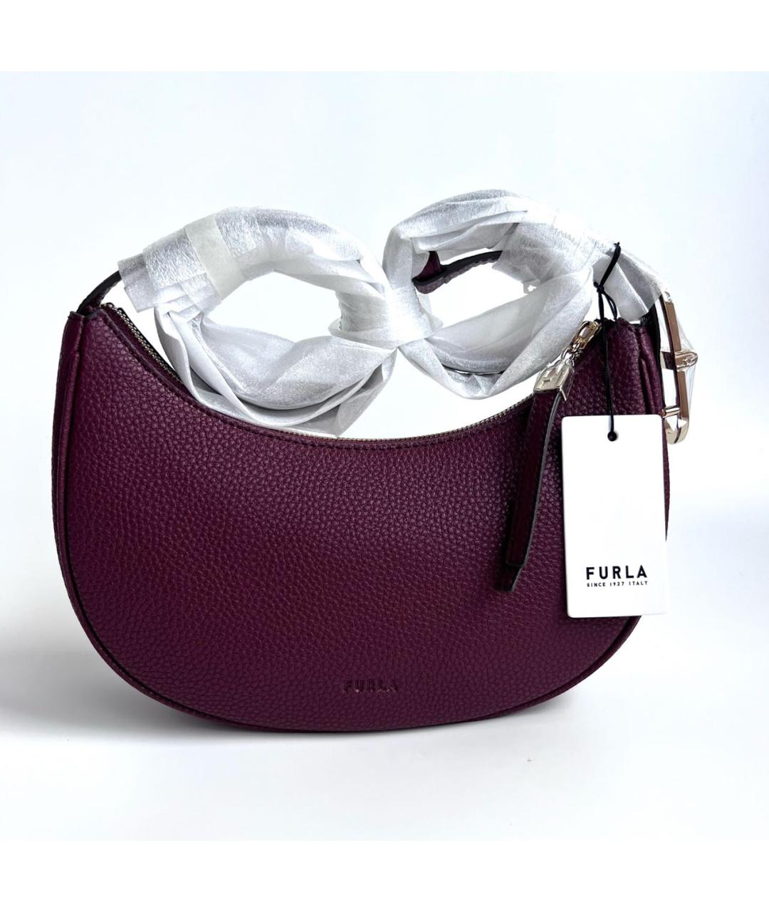 FURLA Бордовая кожаная сумка через плечо, фото 3