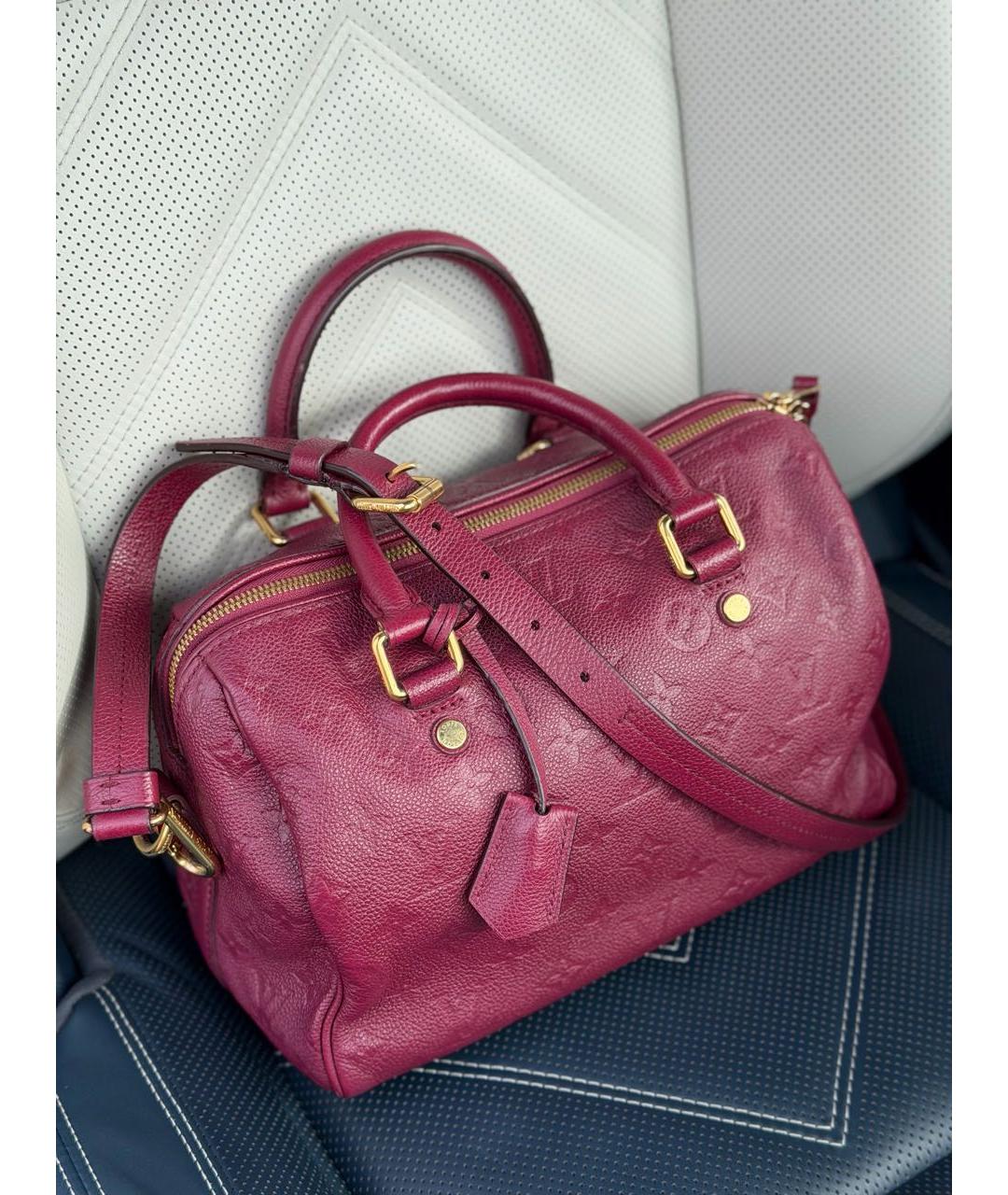 LOUIS VUITTON Бордовая кожаная сумка с короткими ручками, фото 9