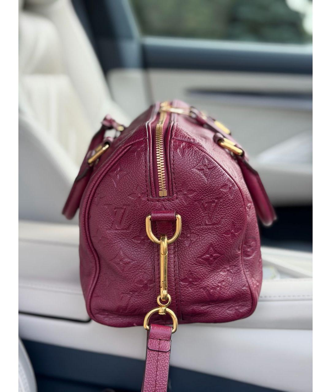 LOUIS VUITTON Бордовая кожаная сумка с короткими ручками, фото 8