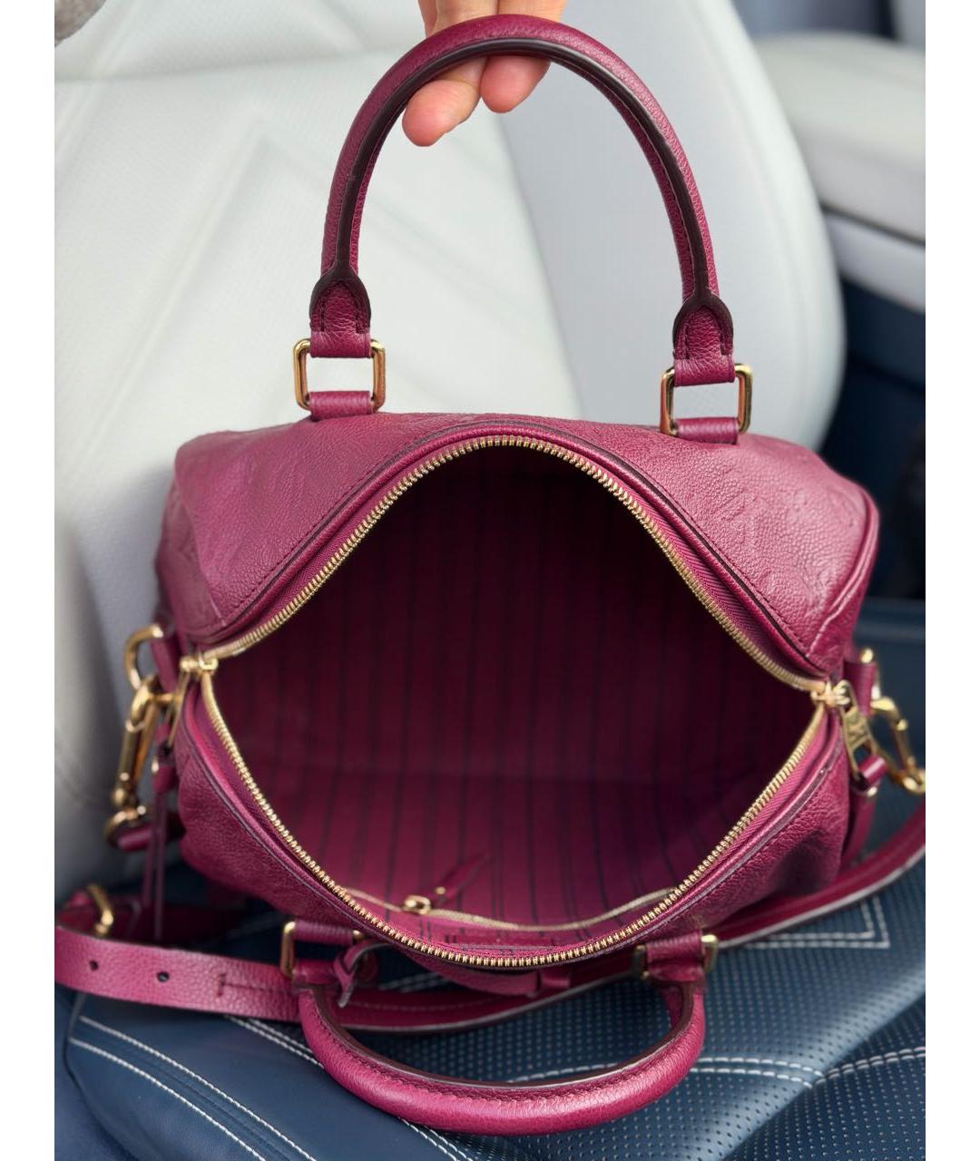 LOUIS VUITTON Бордовая кожаная сумка с короткими ручками, фото 4