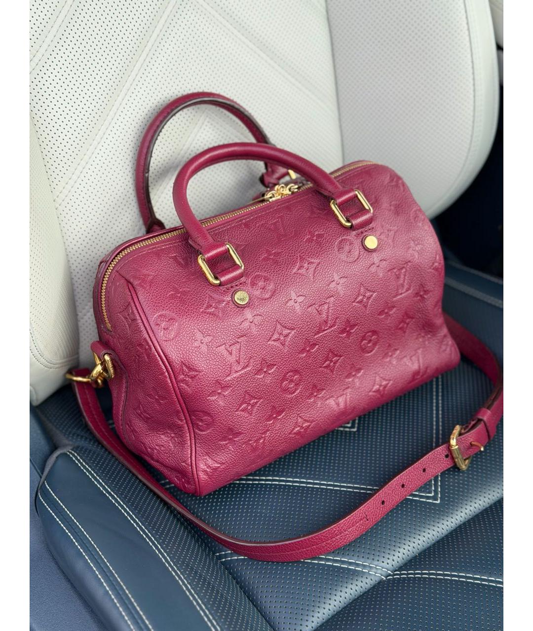 LOUIS VUITTON Бордовая кожаная сумка с короткими ручками, фото 3