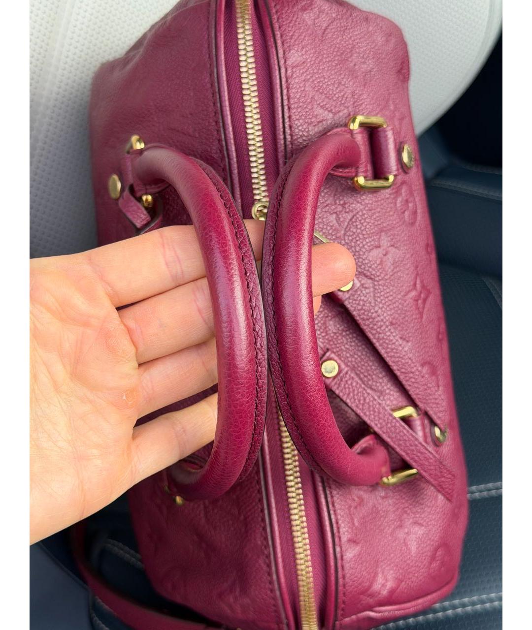 LOUIS VUITTON Бордовая кожаная сумка с короткими ручками, фото 6