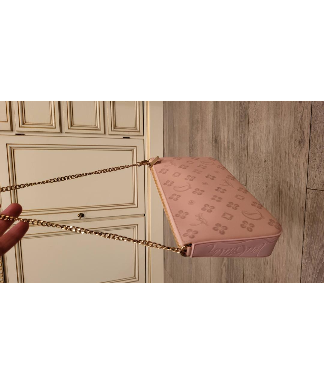 CHRISTIAN LOUBOUTIN Розовая кожаная сумка через плечо, фото 6