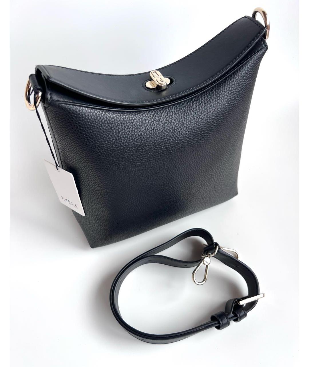 FURLA Черная кожаная сумка через плечо, фото 7