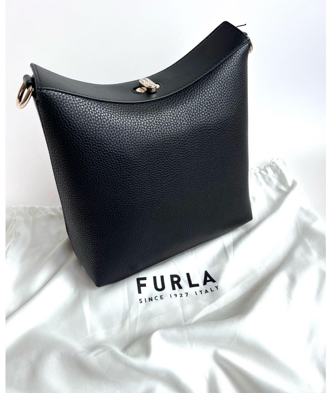 FURLA Черная кожаная сумка через плечо, фото 4