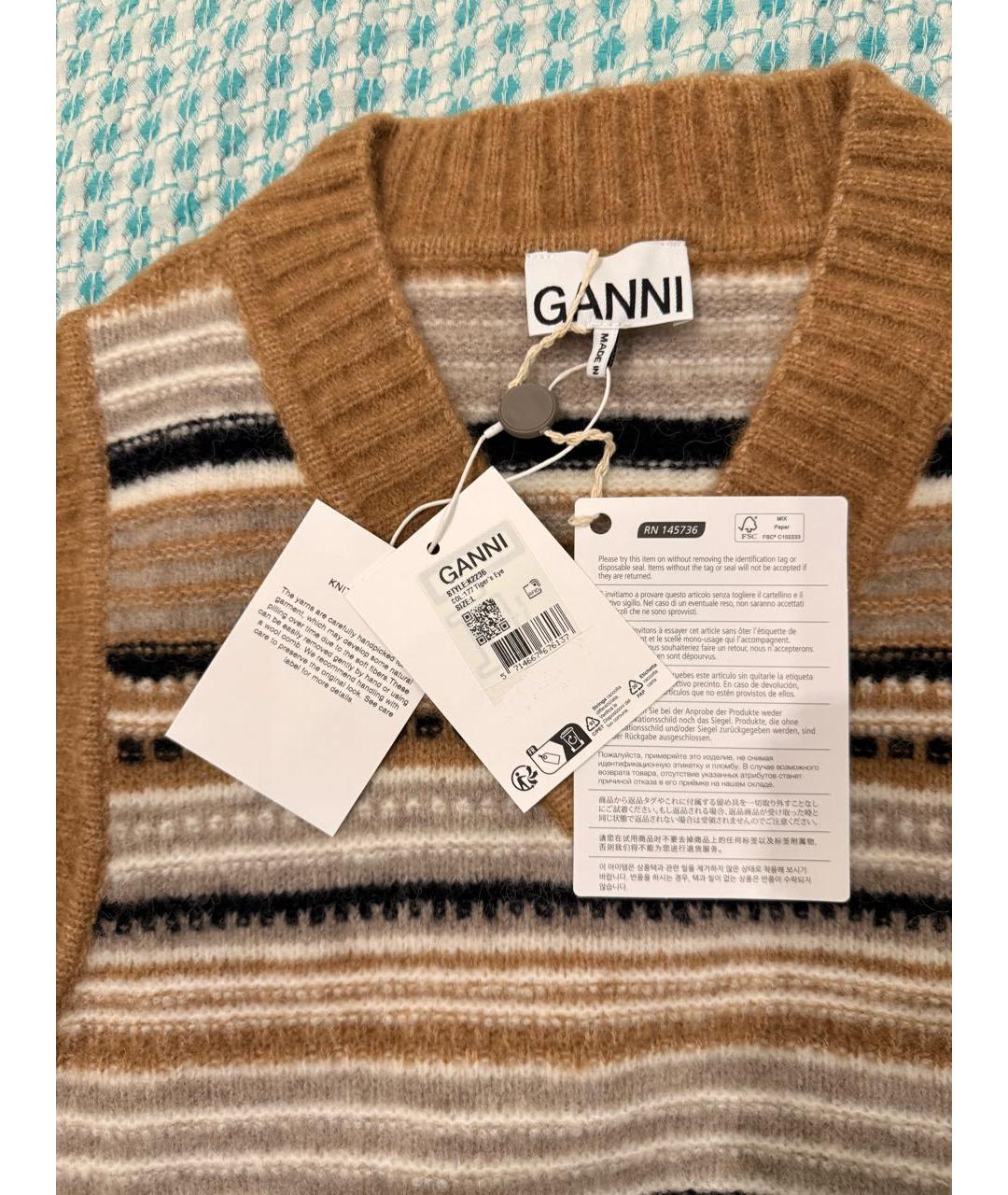 GANNI Бежевая шерстяная жилетка, фото 3