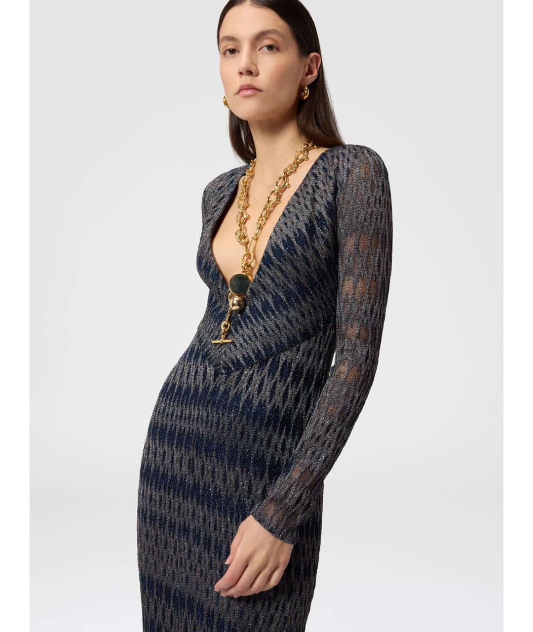 MISSONI Темно-синее вискозное вечернее платье, фото 9