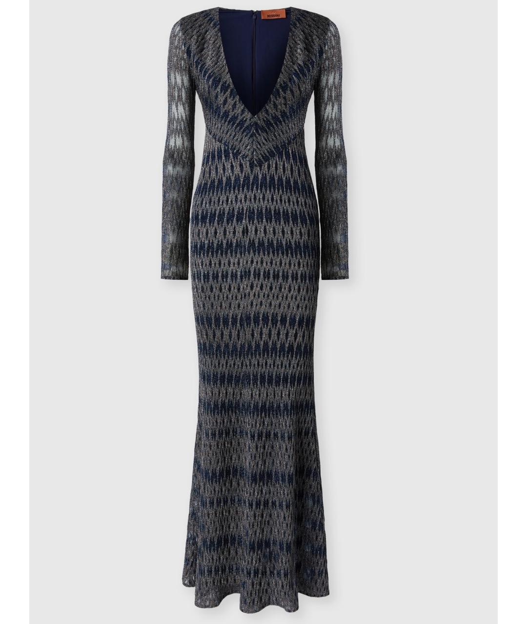 MISSONI Темно-синее вискозное вечернее платье, фото 10
