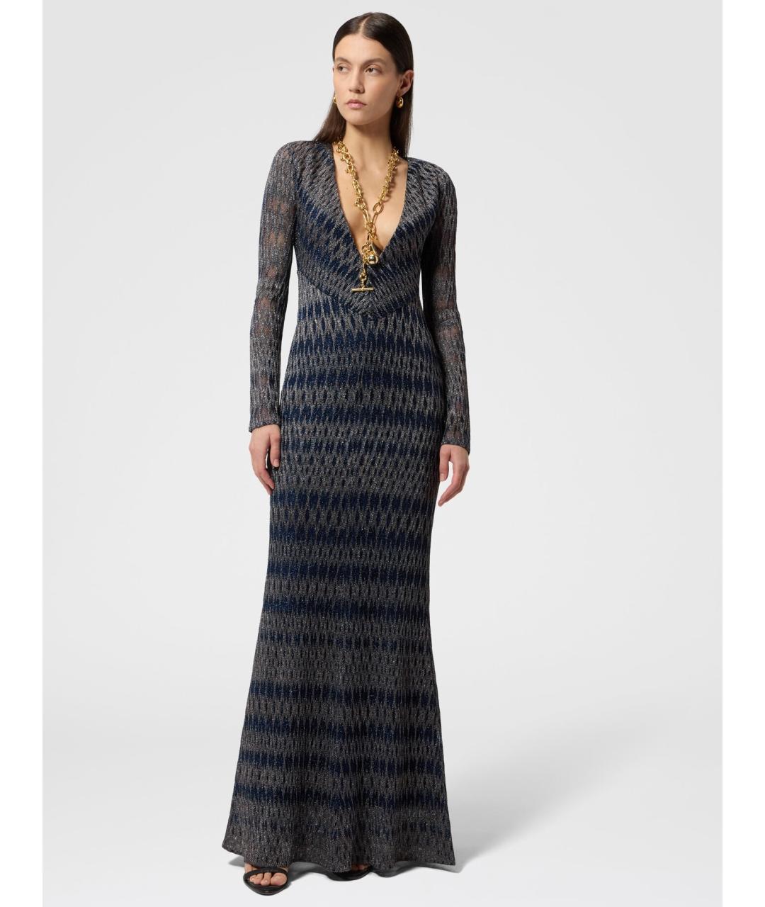 MISSONI Темно-синее вискозное вечернее платье, фото 6