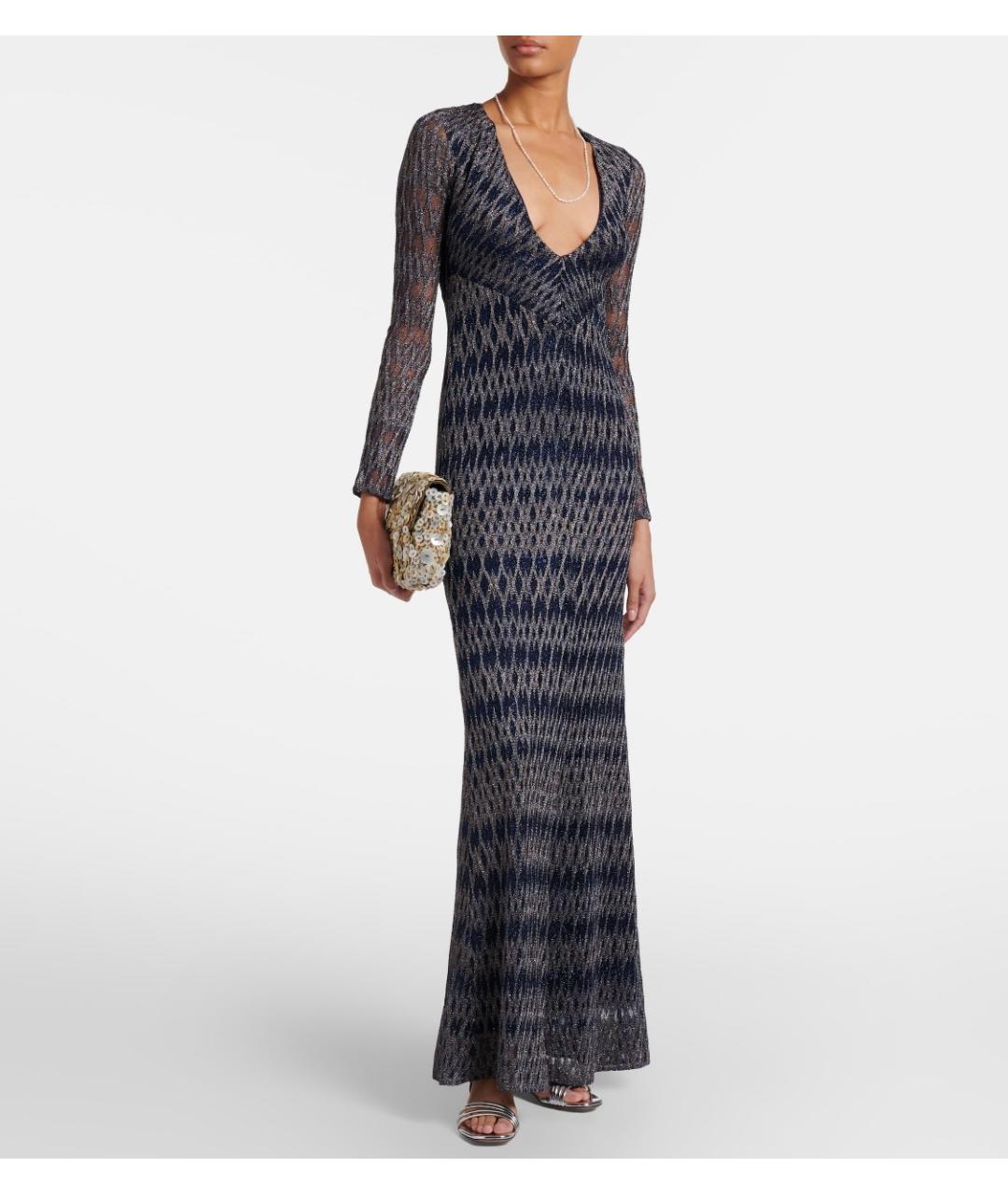MISSONI Темно-синее вискозное вечернее платье, фото 2