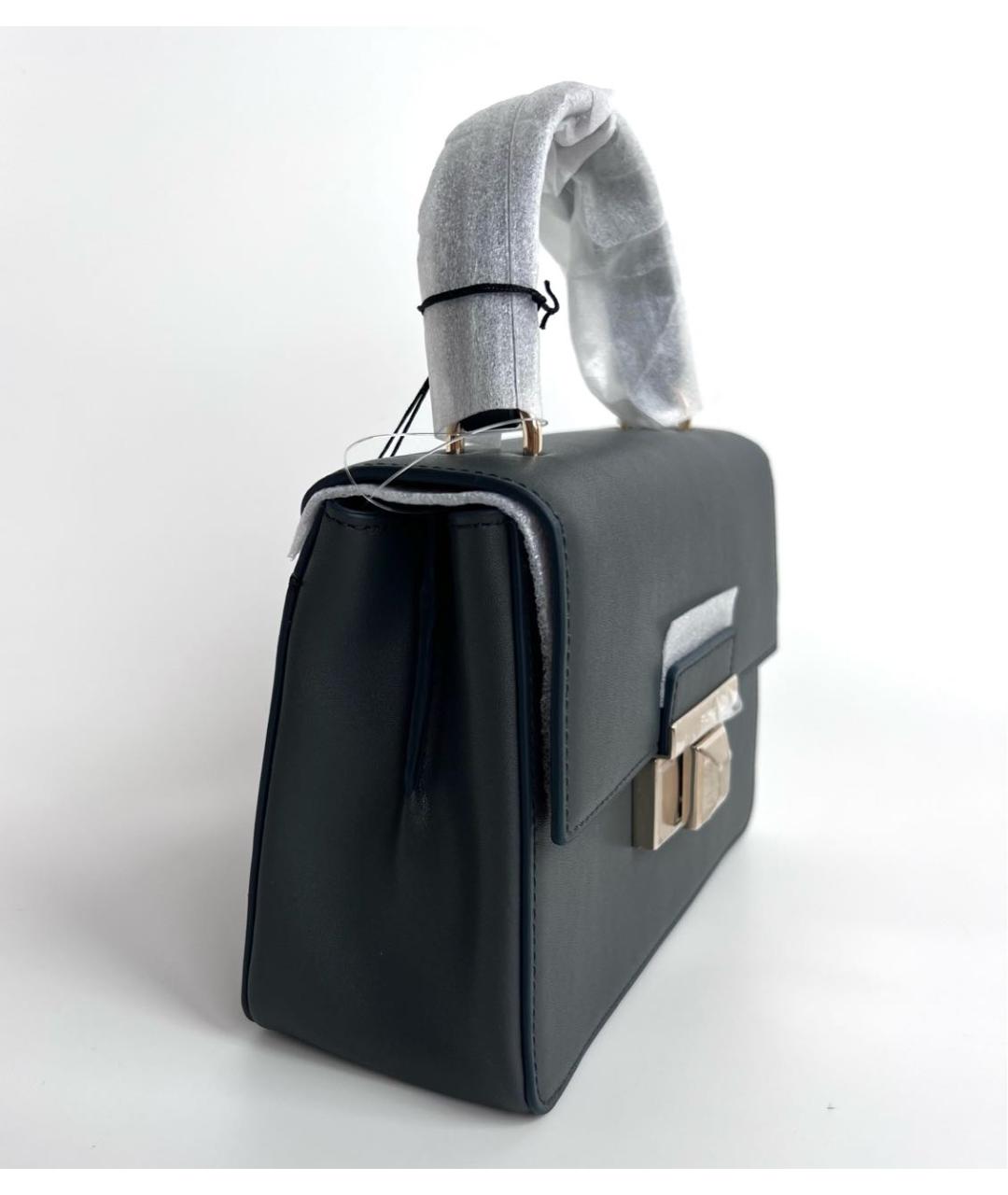 FURLA Антрацитовая кожаная сумка с короткими ручками, фото 2