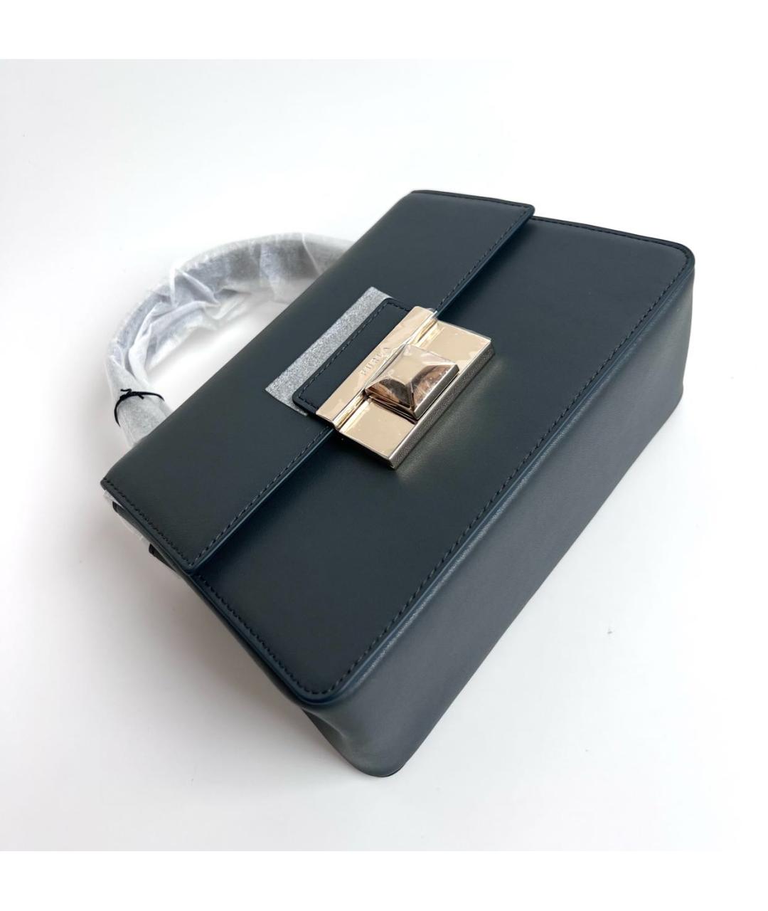 FURLA Антрацитовая кожаная сумка с короткими ручками, фото 6