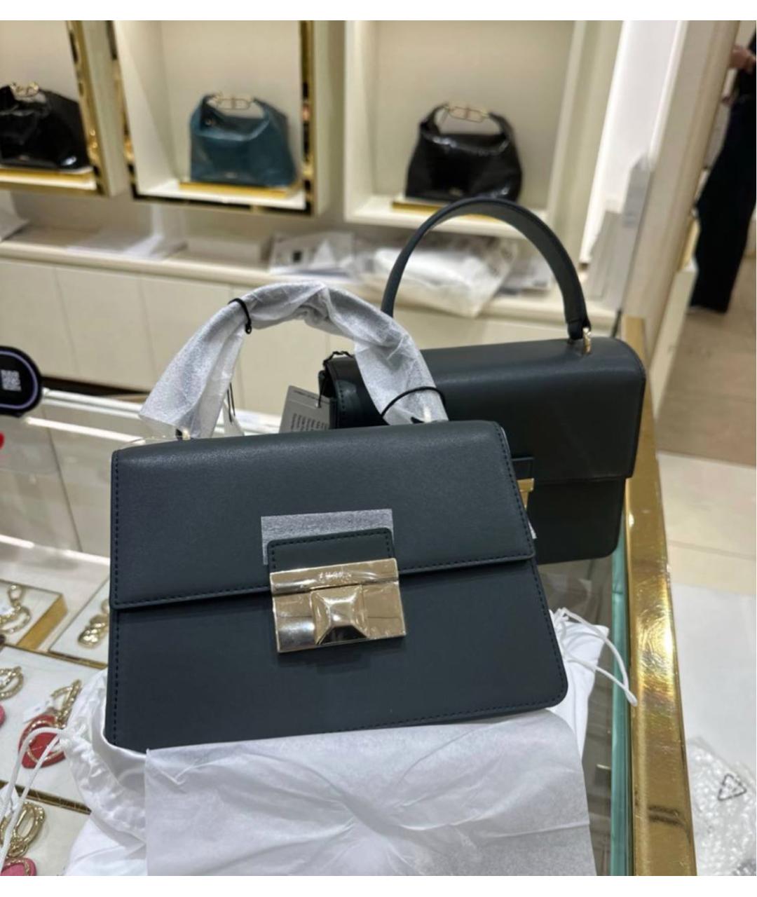 FURLA Антрацитовая кожаная сумка с короткими ручками, фото 8