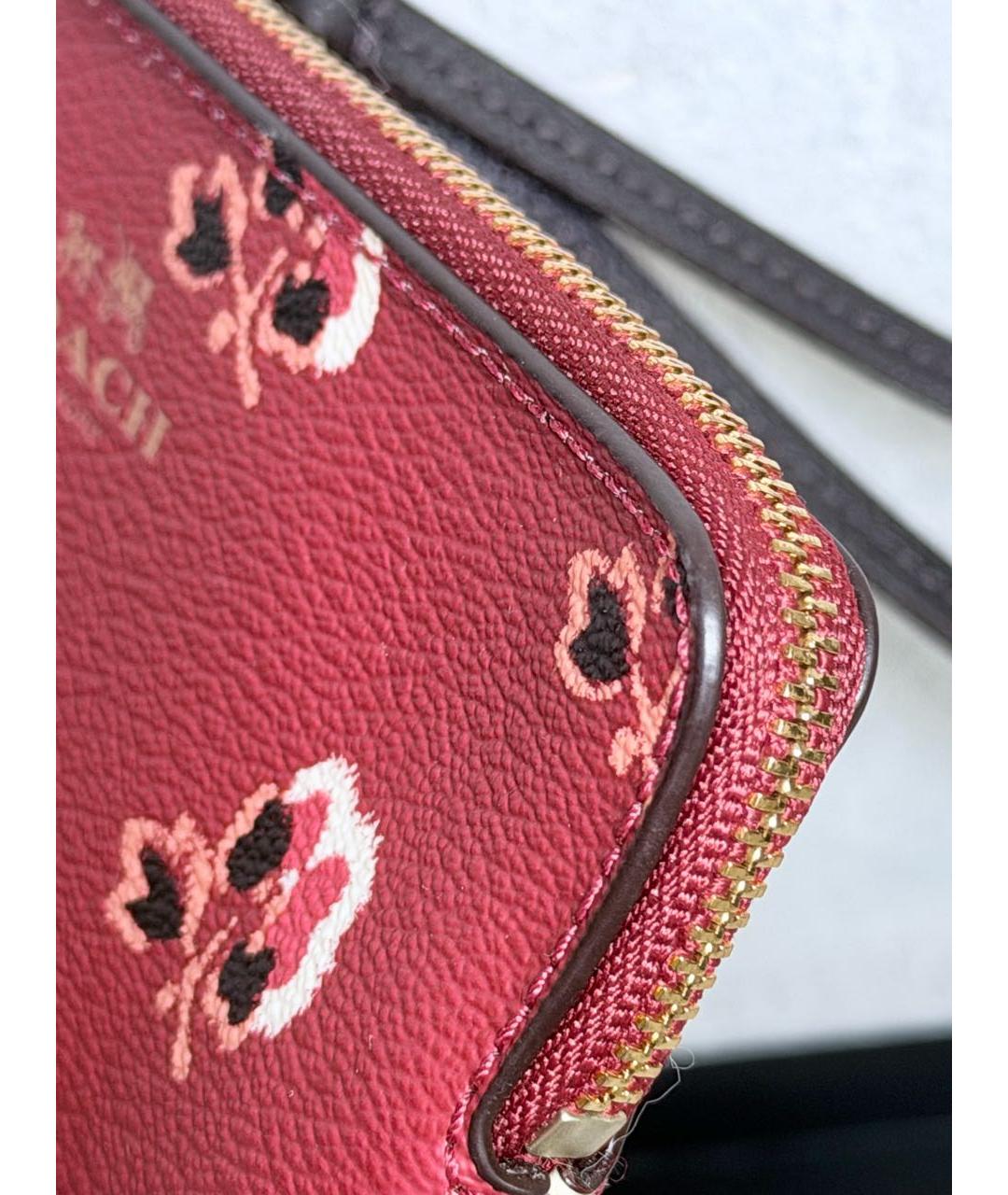 COACH Бордовый кожаный кошелек, фото 5