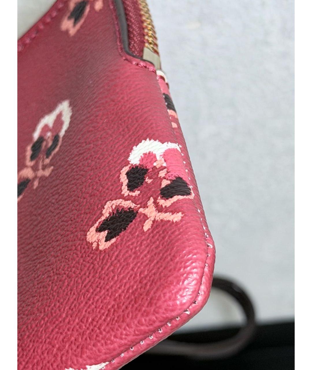 COACH Бордовый кожаный кошелек, фото 7